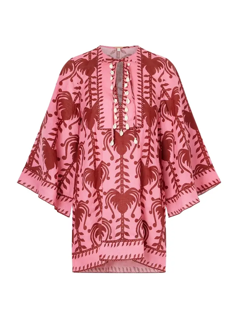 Johanna Ortiz Wild Savannah Shell-embellished Linen Mini Dress | Image 1 Johanna Ortiz Wild Savannah Shell-embellished Linen Mini Dress | Image 1