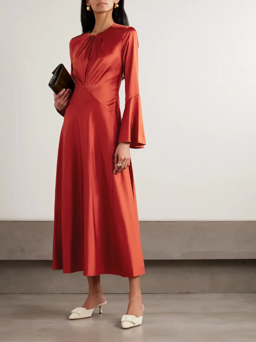 Veronica Beard Ezri Pleated Silk-blend Satin Maxi Dress | Thumbnail 2