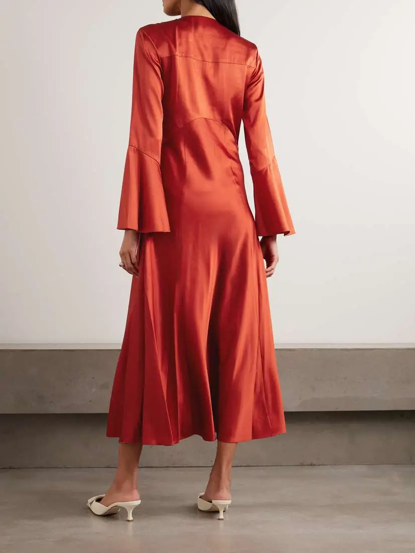 Veronica Beard Ezri Pleated Silk-blend Satin Maxi Dress | Thumbnail 3