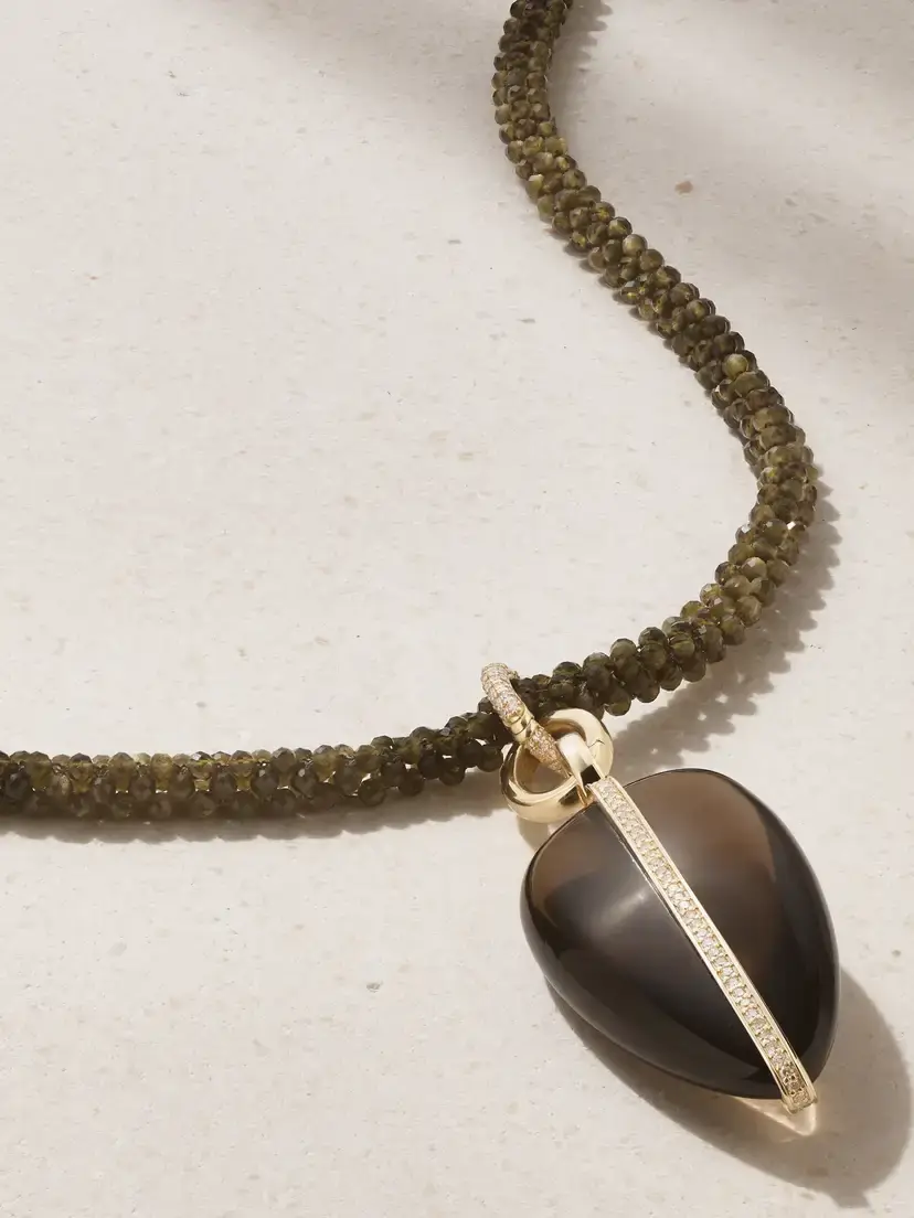 By Pariah The Lumina Strand 14-karat Recycled Gold Quartz And Diamond Necklace - Brown