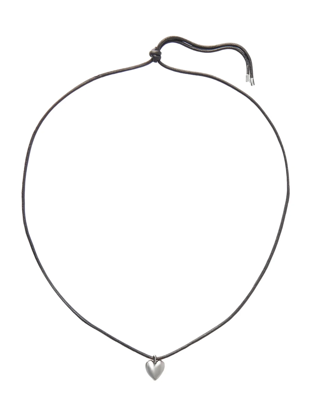 Puffy Heart Silver-plated And Leather Choker - Gray Puffy Heart Silver-plated And Leather Choker - Gray