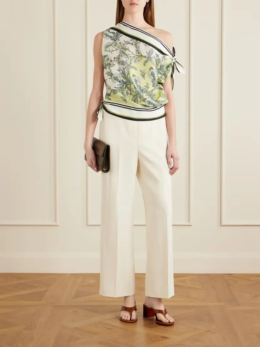 Veronica Beard Tari One-shoulder Printed Twill Blouse | Thumbnail 2 Veronica Beard Tari One-shoulder Printed Twill Blouse | Thumbnail 2