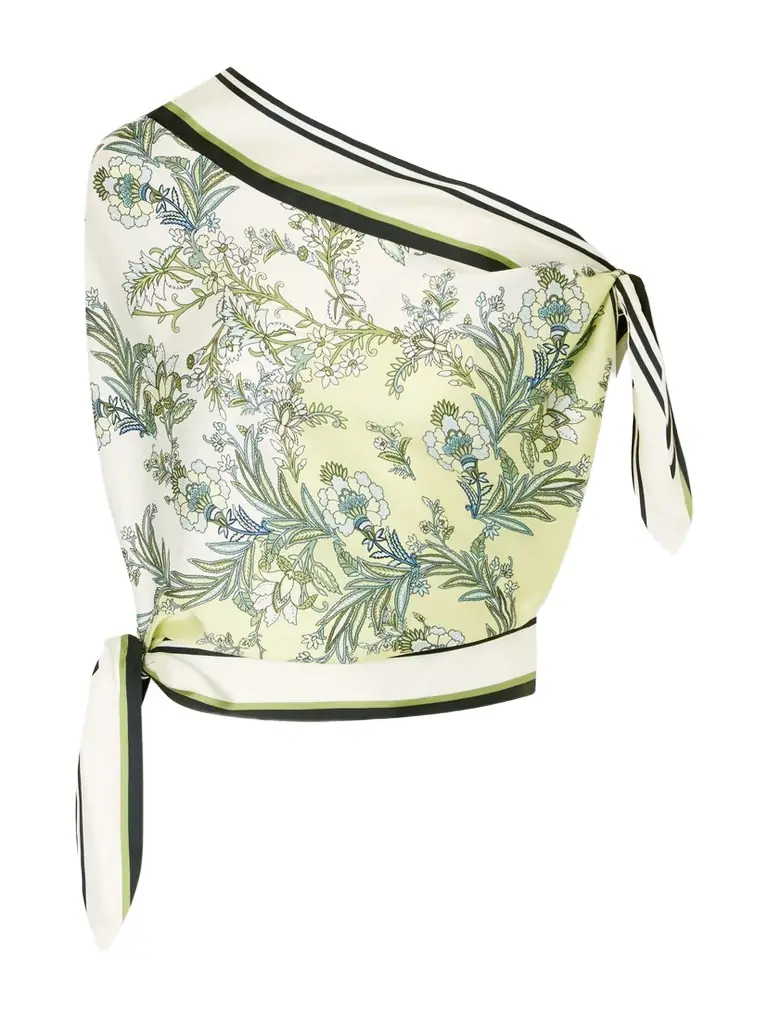 Tari One-shoulder Printed Twill Blouse