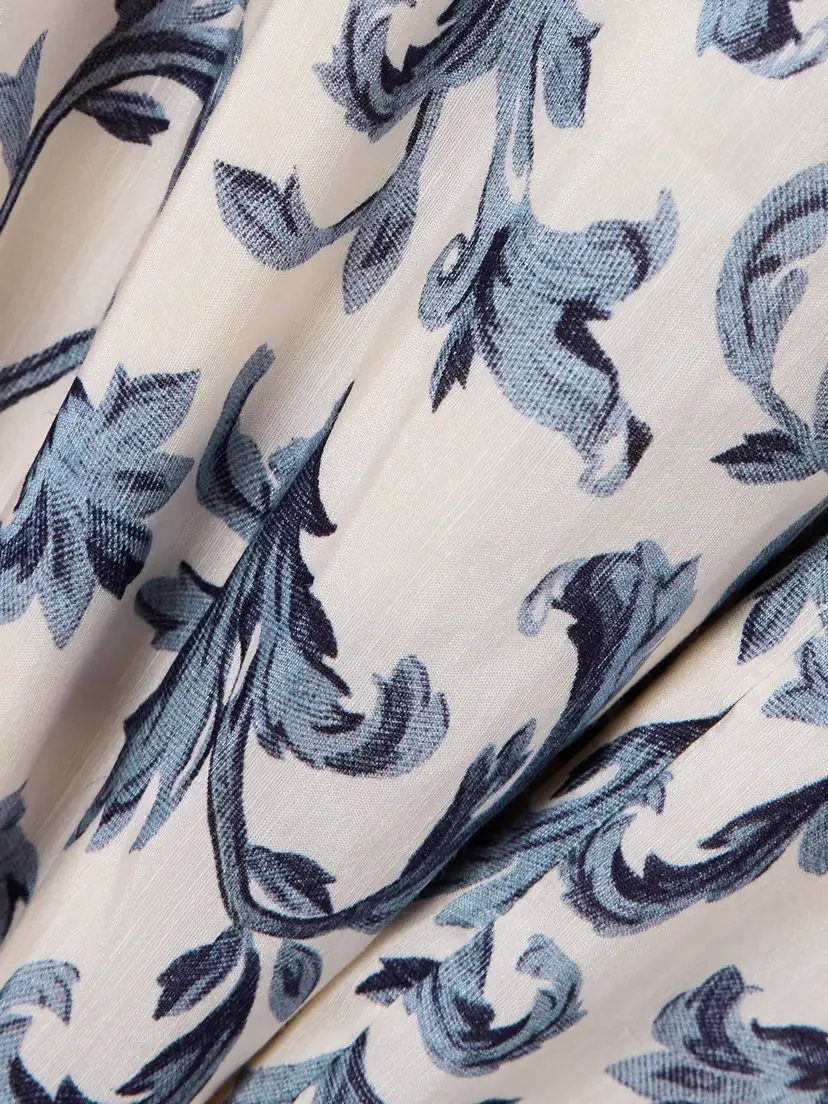 Posse Rue Pleated Printed Linen And Silk-blend Midi Dress | Thumbnail 4