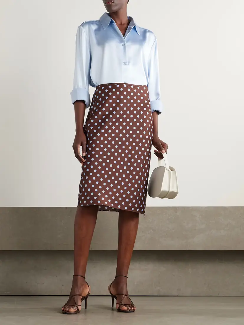 Posse Leo Polka-dot Tencel™-blend Satin Midi Skirt | Thumbnail 2