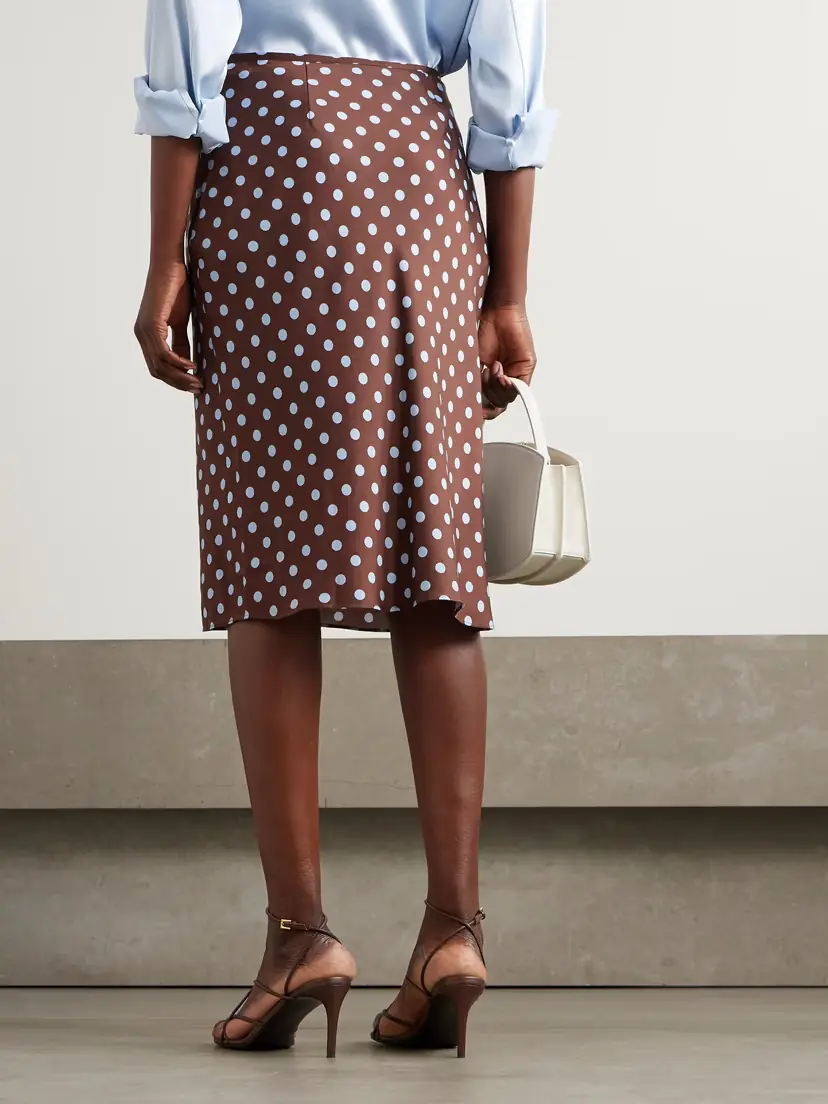 Posse Leo Polka-dot Tencel™-blend Satin Midi Skirt | Thumbnail 3