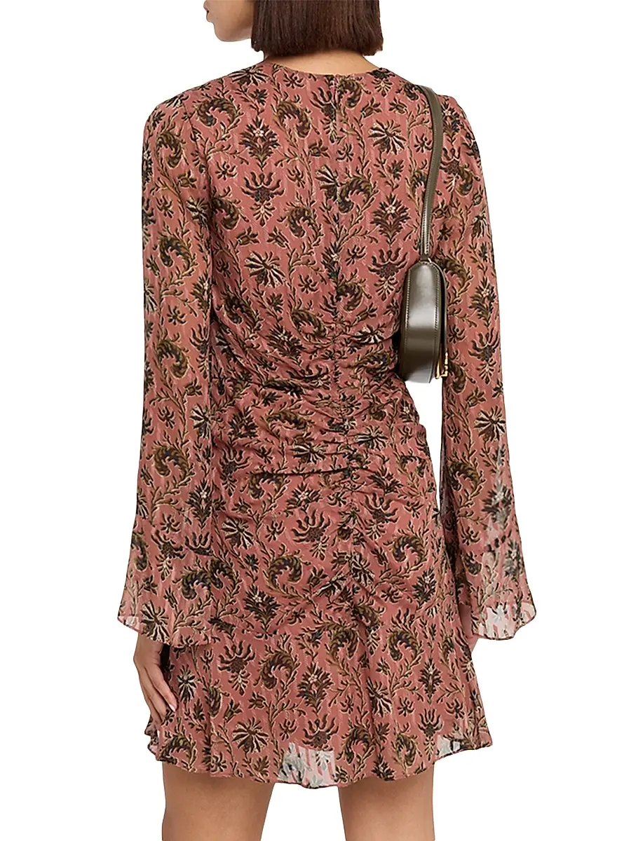 Veronica Beard Women's Beaty Long-Sleeve Ruched Minidress | Thumbnail 4 Veronica Beard Women's Beaty Long-Sleeve Ruched Minidress | Thumbnail 4