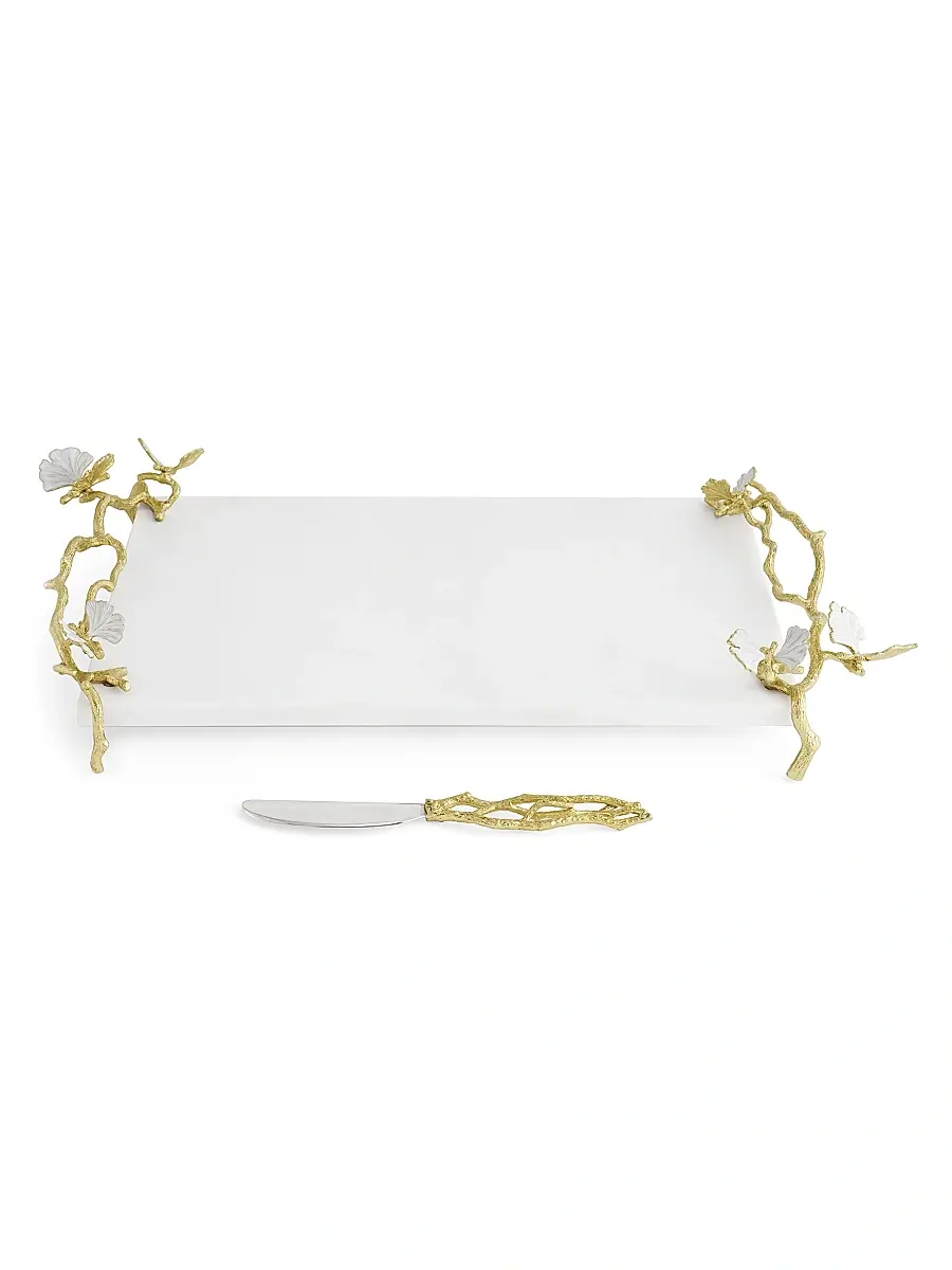Michael Aram Butterfly Ginkgo Gold Cheeseboard With Spreader - Gold | Thumbnail 2