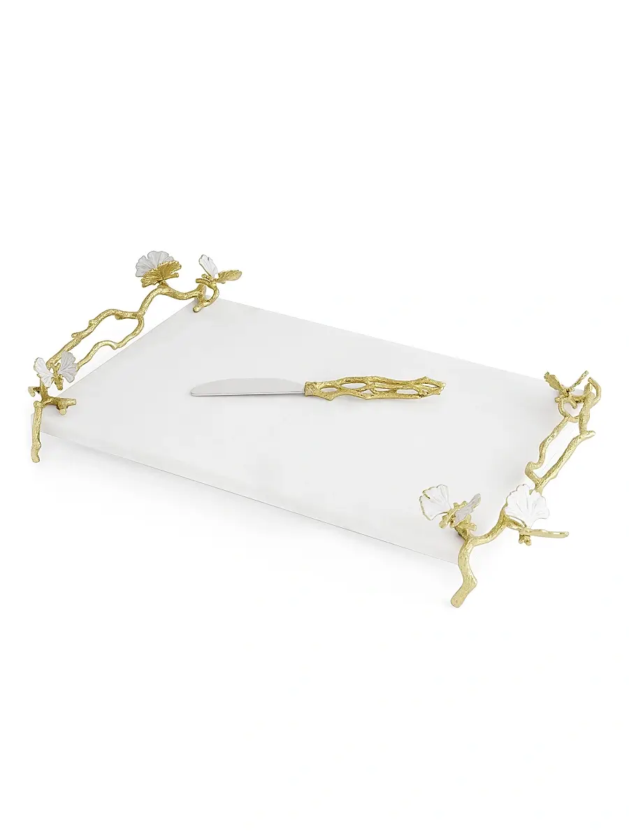 Michael Aram Butterfly Ginkgo Gold Cheeseboard With Spreader - Gold | Thumbnail 3