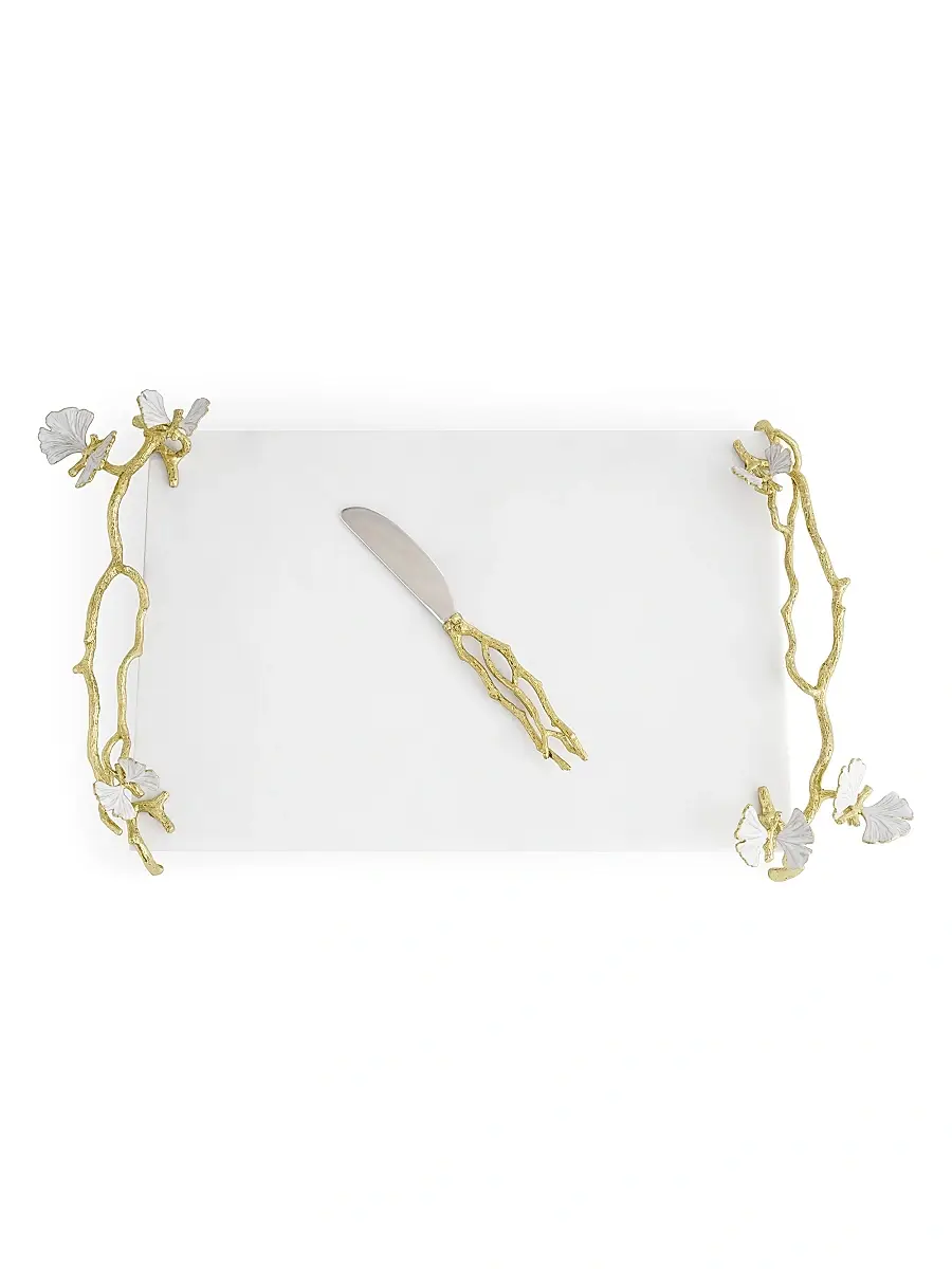 Michael Aram Butterfly Ginkgo Gold Cheeseboard With Spreader - Gold | Thumbnail 4