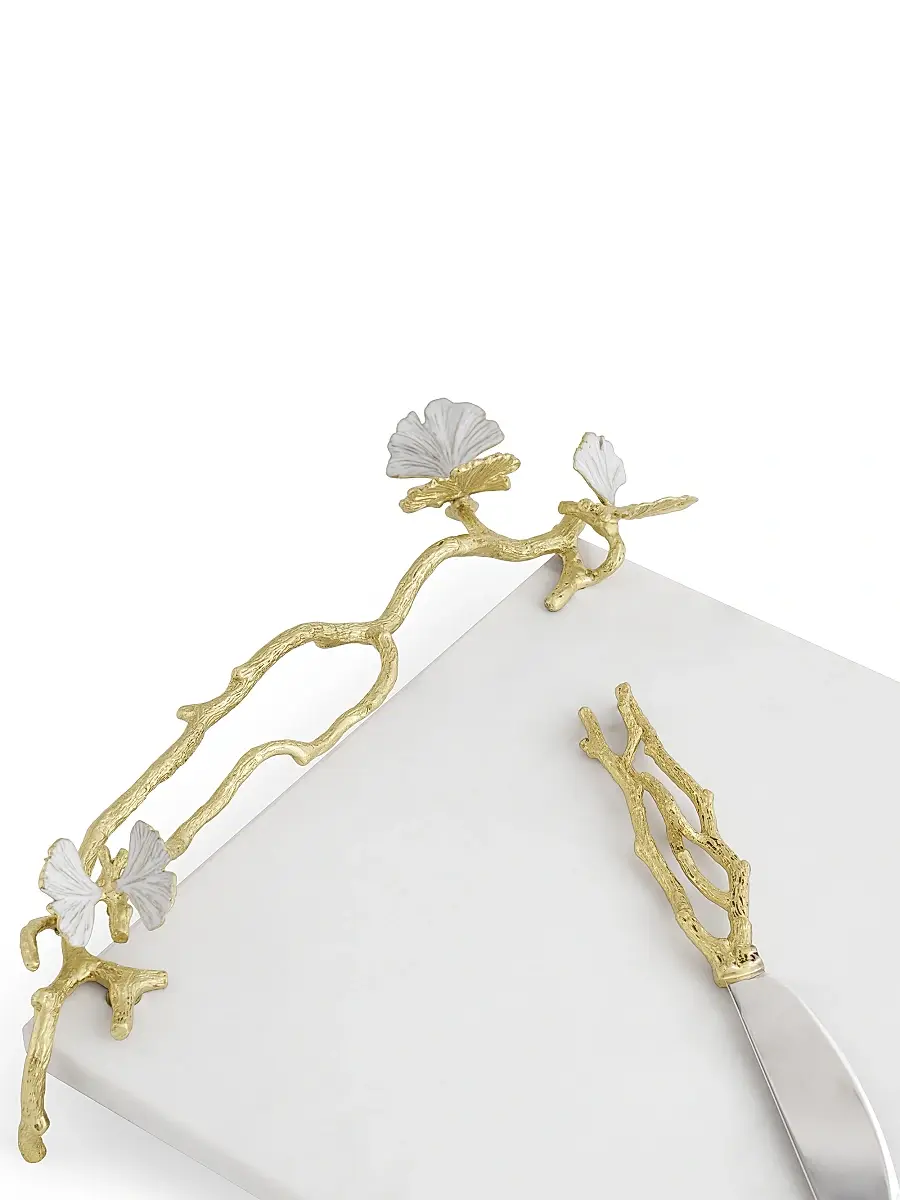 Michael Aram Butterfly Ginkgo Gold Cheeseboard With Spreader - Gold | Thumbnail 5