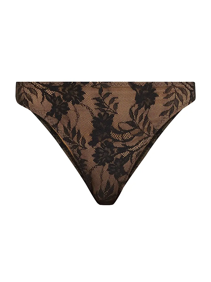 Norma Kamali Women's Luca Floral Lace Bikini Bottom - Black | Image 1 Norma Kamali Women's Luca Floral Lace Bikini Bottom - Black | Image 1