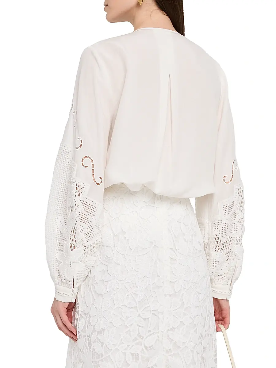 Kobi Halperin Women's Juni Pintuck Lace-Inset Blouse | Thumbnail 4 Kobi Halperin Women's Juni Pintuck Lace-Inset Blouse | Thumbnail 4