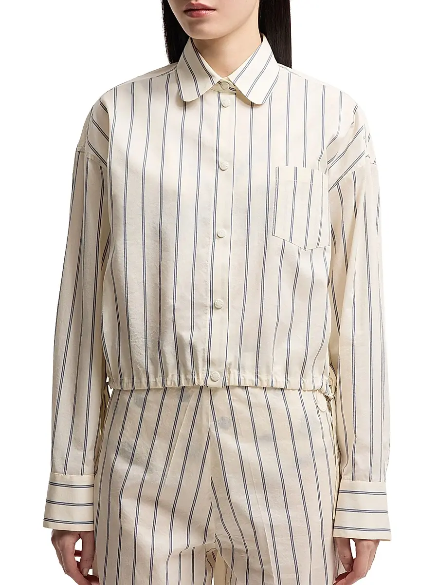 Moncler Women's Shirt in Cotton and Silk with Stripes | Thumbnail 2 Moncler Women's Shirt in Cotton and Silk with Stripes | Thumbnail 2