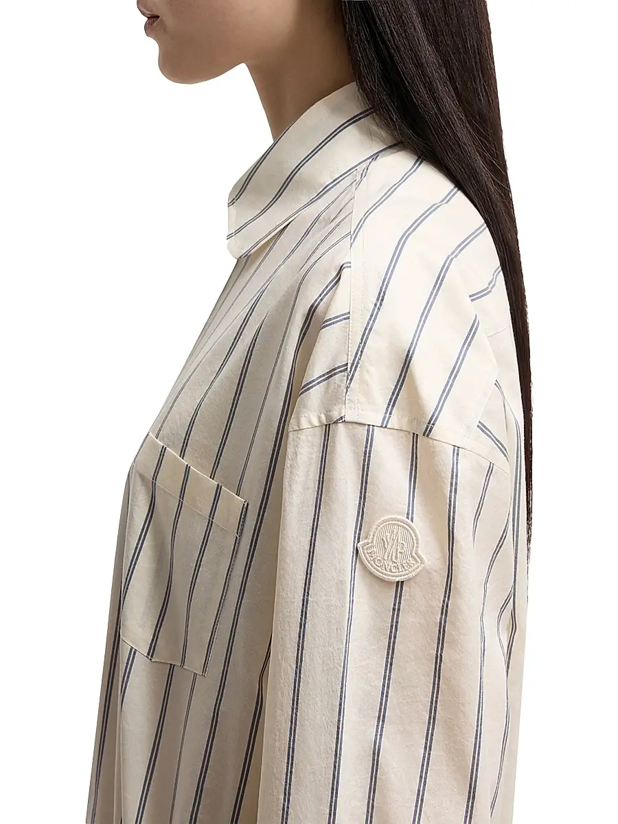 Moncler Women's Shirt in Cotton and Silk with Stripes | Thumbnail 4 Moncler Women's Shirt in Cotton and Silk with Stripes | Thumbnail 4