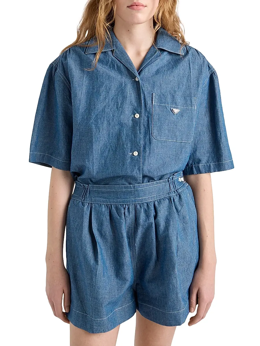 Prada Women's Chambray Jumpsuit - Blue | Thumbnail 2 Prada Women's Chambray Jumpsuit - Blue | Thumbnail 2