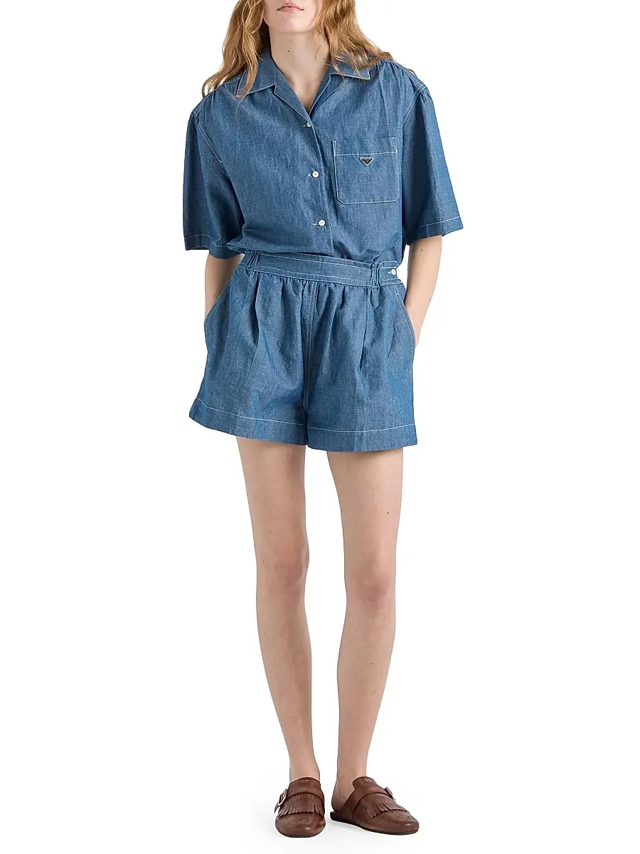 Prada Women's Chambray Jumpsuit - Blue | Thumbnail 6 Prada Women's Chambray Jumpsuit - Blue | Thumbnail 6