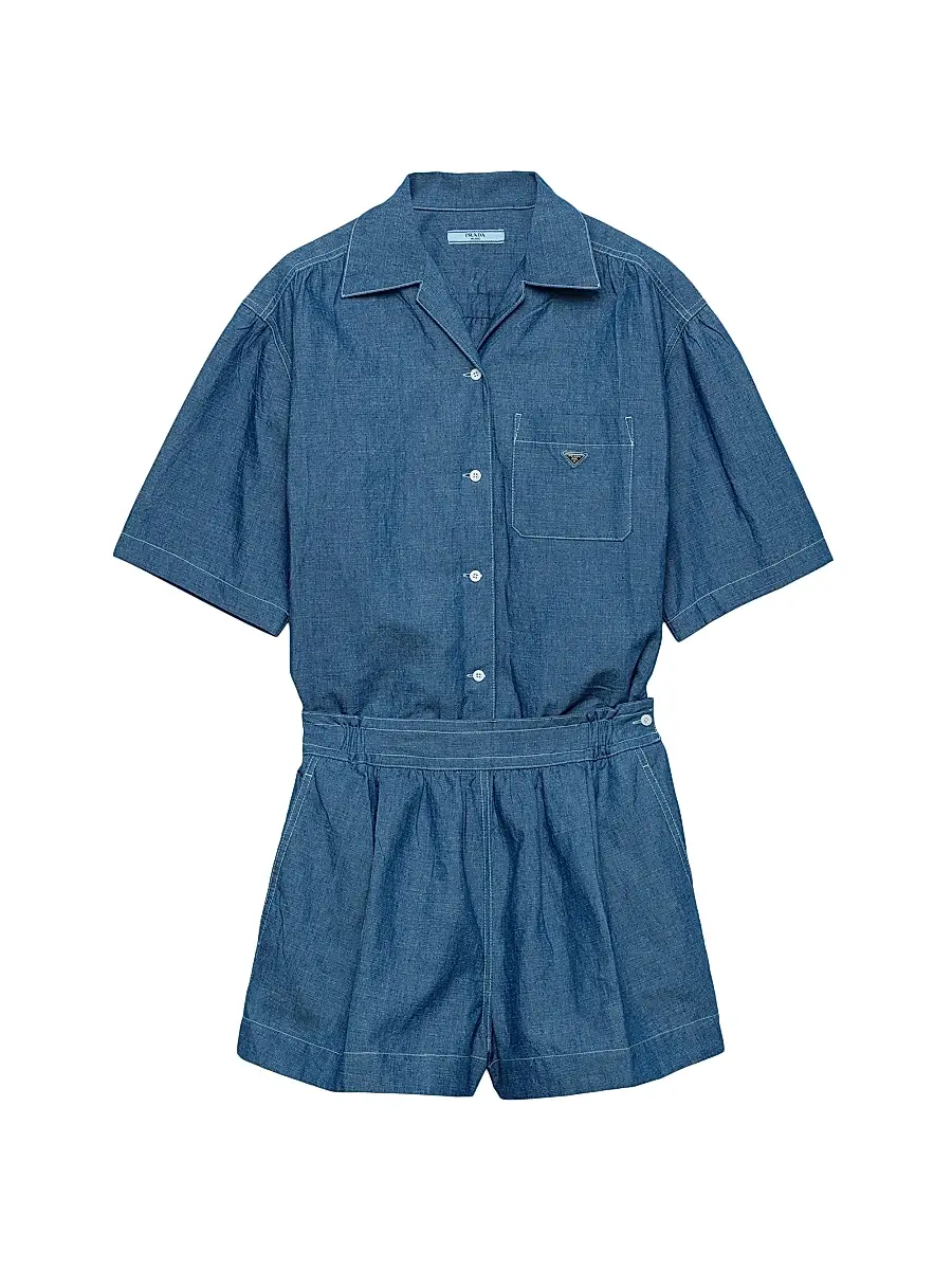 Prada Women's Chambray Jumpsuit - Blue | Image 1 Prada Women's Chambray Jumpsuit - Blue | Image 1