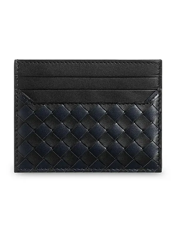 Men's Bicolor Intrecciato Piccolo Leather Card Case