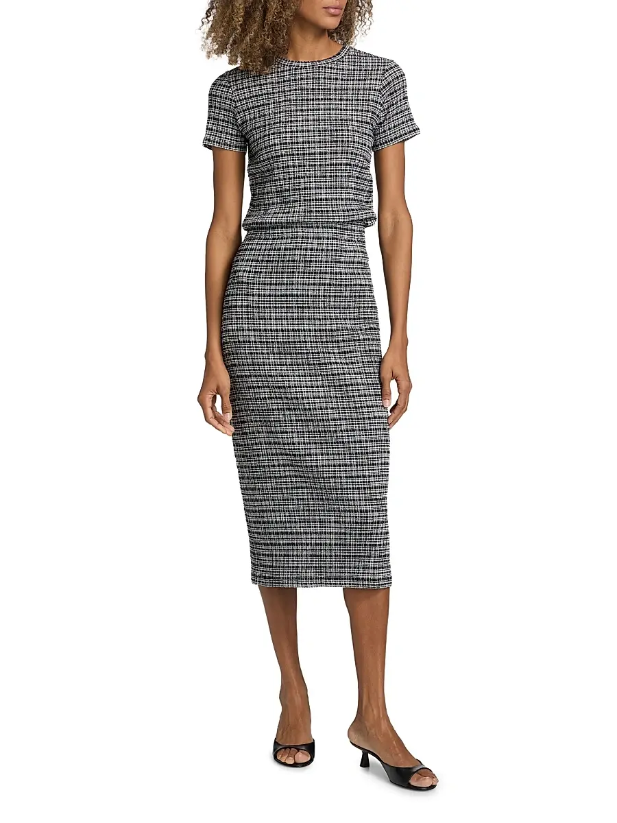 Vince Women's Checked Pencil Midi-Skirt | Thumbnail 2 Vince Women's Checked Pencil Midi-Skirt | Thumbnail 2