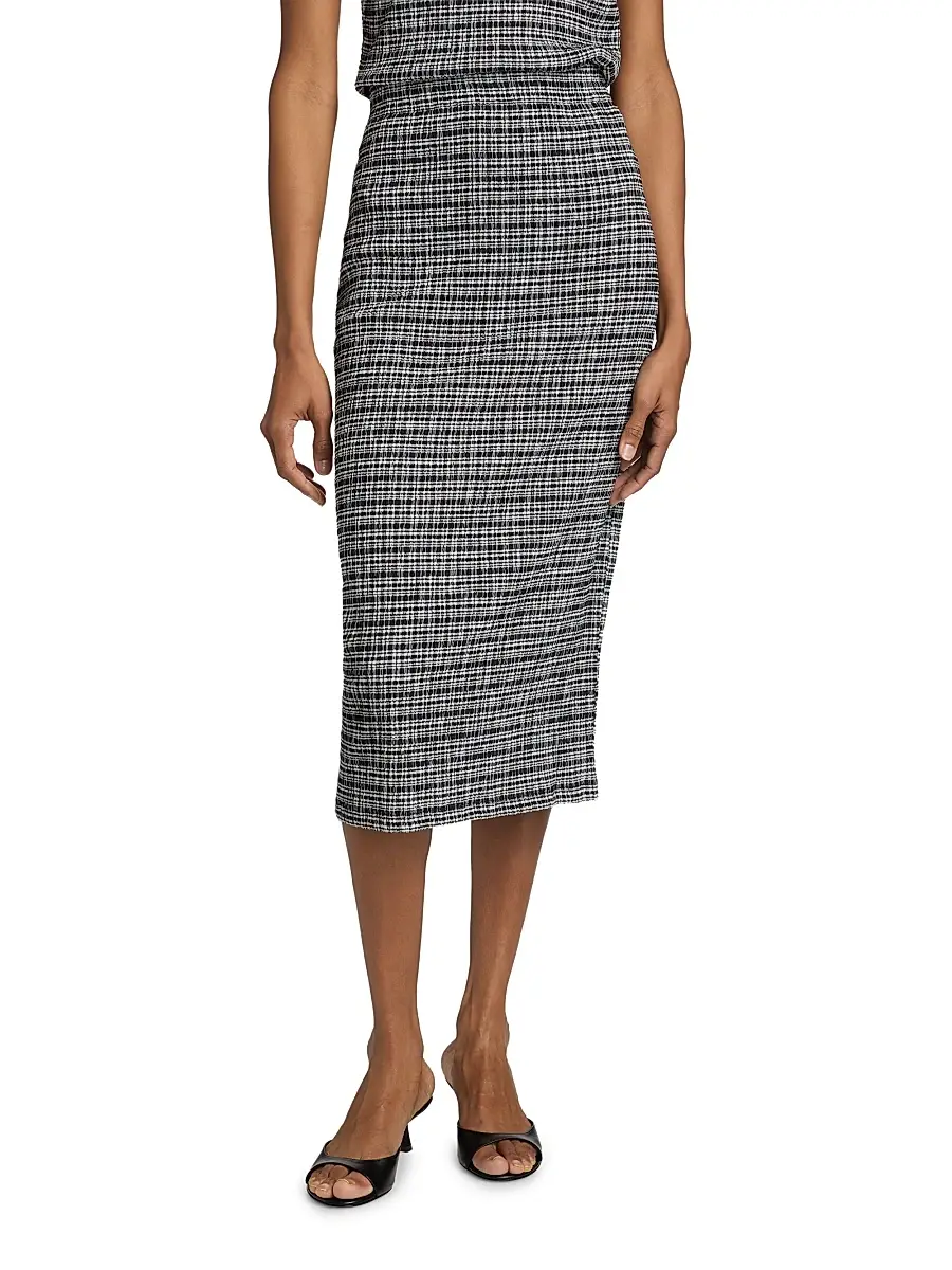 Vince Women's Checked Pencil Midi-Skirt | Thumbnail 3 Vince Women's Checked Pencil Midi-Skirt | Thumbnail 3