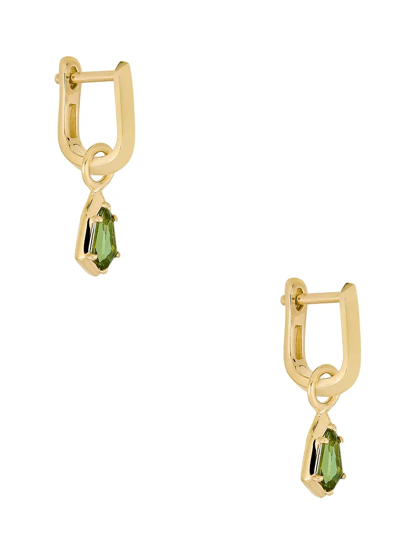 Knife Edge Shield Drop Hoop Earrings