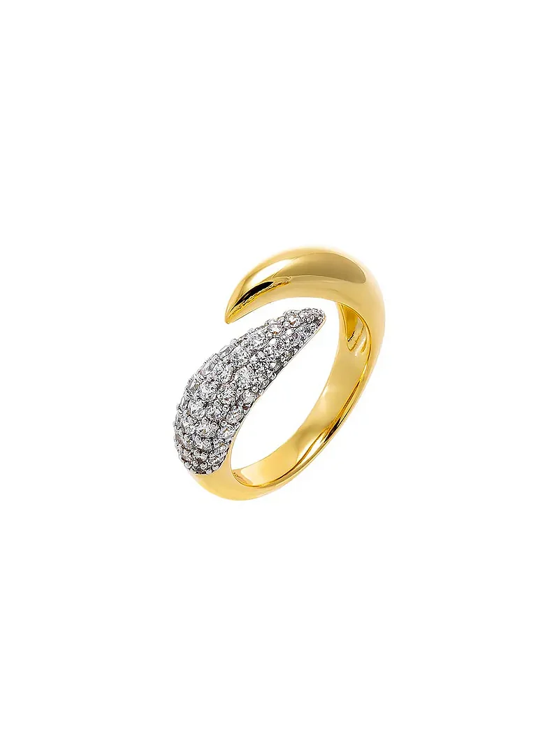 Pave Horn Wrap Pinky Ring