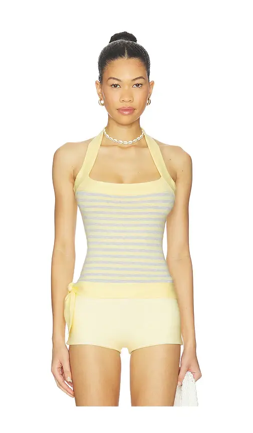 Frankies Bikinis Quinn Cloud Knit Halter Top | Image 1 Frankies Bikinis Quinn Cloud Knit Halter Top | Image 1