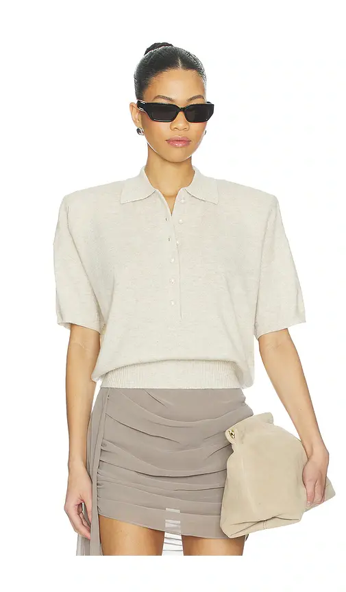 ROTATE Knitted Polo Top | Image 1 ROTATE Knitted Polo Top | Image 1