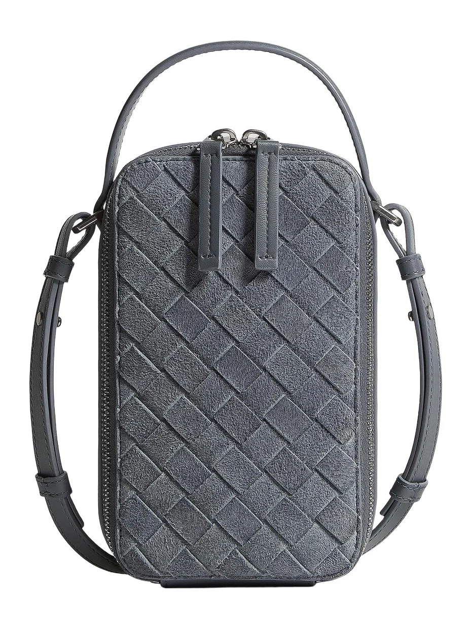 Men's Getaway Intrecciato Suede Phone Pouch Men's Getaway Intrecciato Suede Phone Pouch