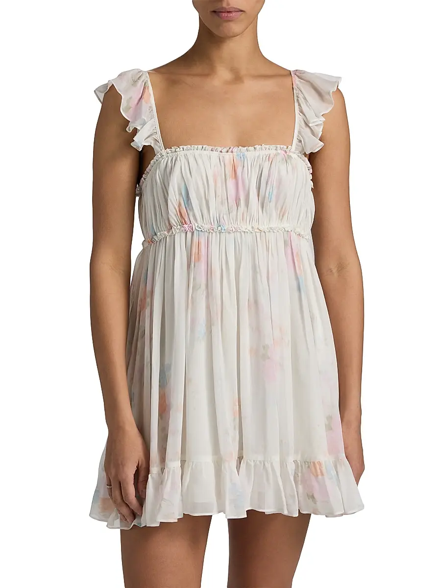 LoveShackFancy Women's Zanira Smocked A-Line Minidress | Thumbnail 3