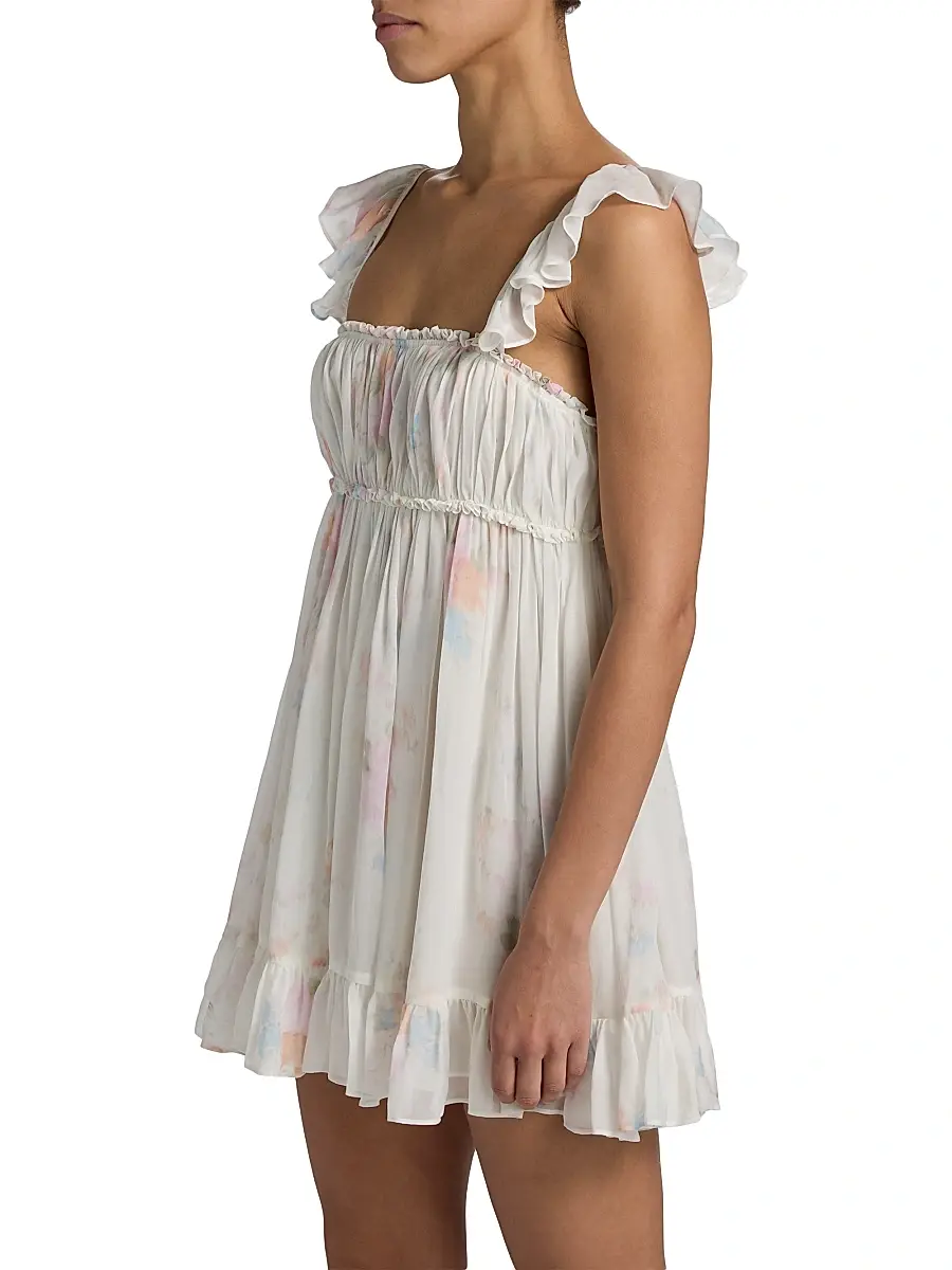 LoveShackFancy Women's Zanira Smocked A-Line Minidress | Thumbnail 4