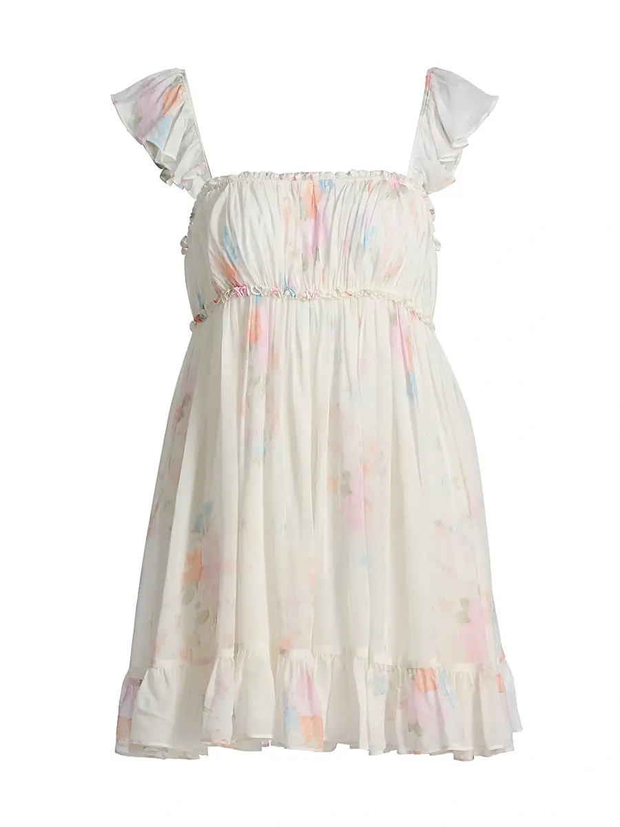 LoveShackFancy Women's Zanira Smocked A-Line Minidress - Candied Sugar | Image 1 LoveShackFancy Women's Zanira Smocked A-Line Minidress - Candied Sugar | Image 1