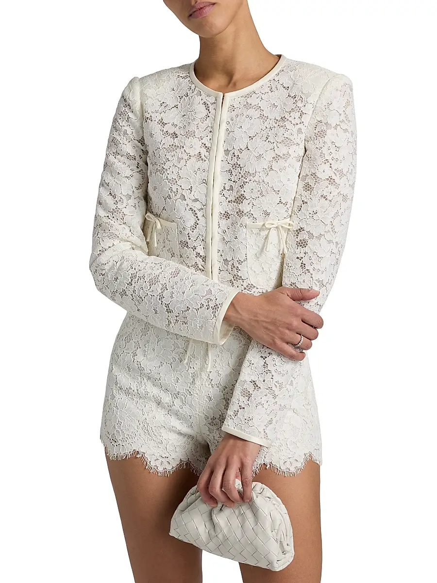 LoveShackFancy Women's Junetta Floral Lace Crop Jacket | Thumbnail 3 LoveShackFancy Women's Junetta Floral Lace Crop Jacket | Thumbnail 3