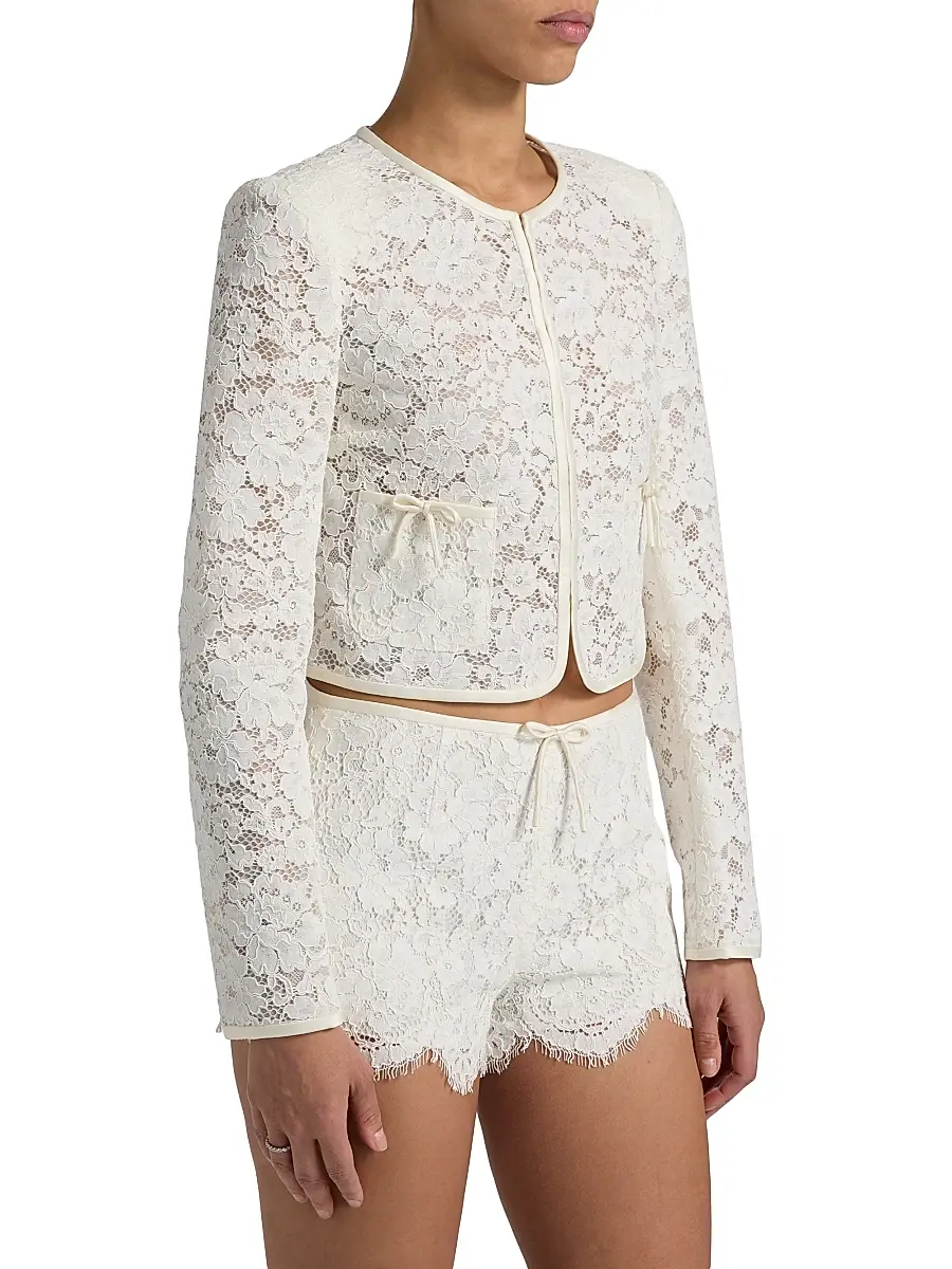 LoveShackFancy Women's Junetta Floral Lace Crop Jacket | Thumbnail 4 LoveShackFancy Women's Junetta Floral Lace Crop Jacket | Thumbnail 4