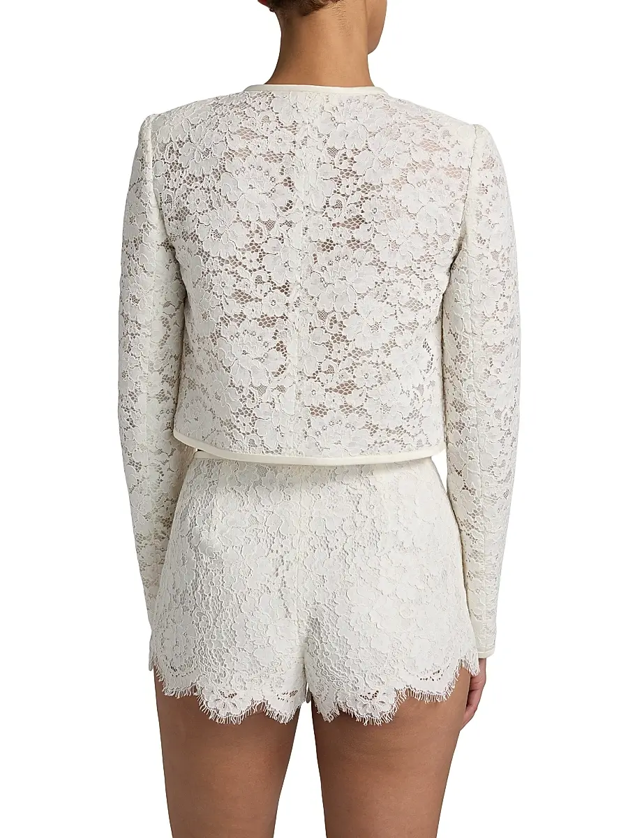 LoveShackFancy Women's Junetta Floral Lace Crop Jacket | Thumbnail 5 LoveShackFancy Women's Junetta Floral Lace Crop Jacket | Thumbnail 5