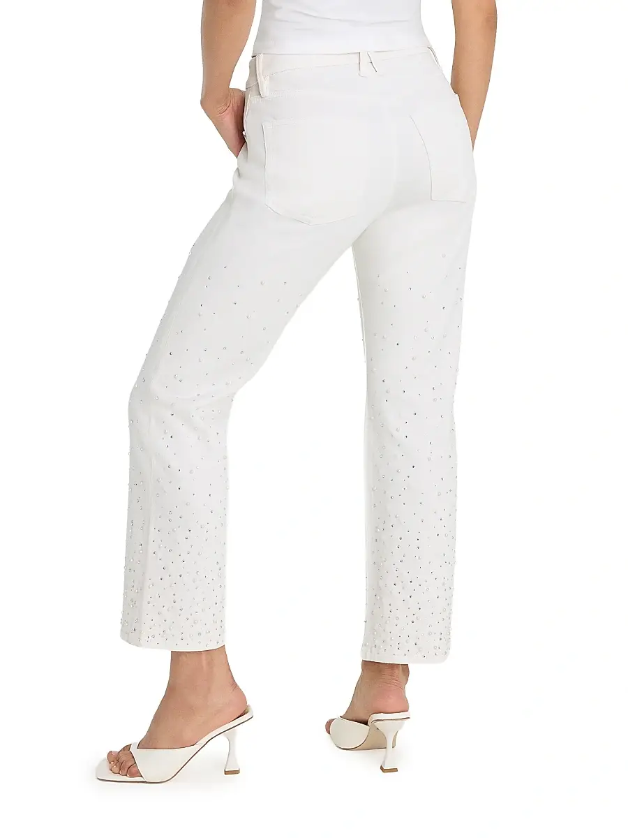 GOOD AMERICAN Women's Good Icon Pearl-Embellished Straight Ankle Jeans | Thumbnail 5 GOOD AMERICAN Women's Good Icon Pearl-Embellished Straight Ankle Jeans | Thumbnail 5