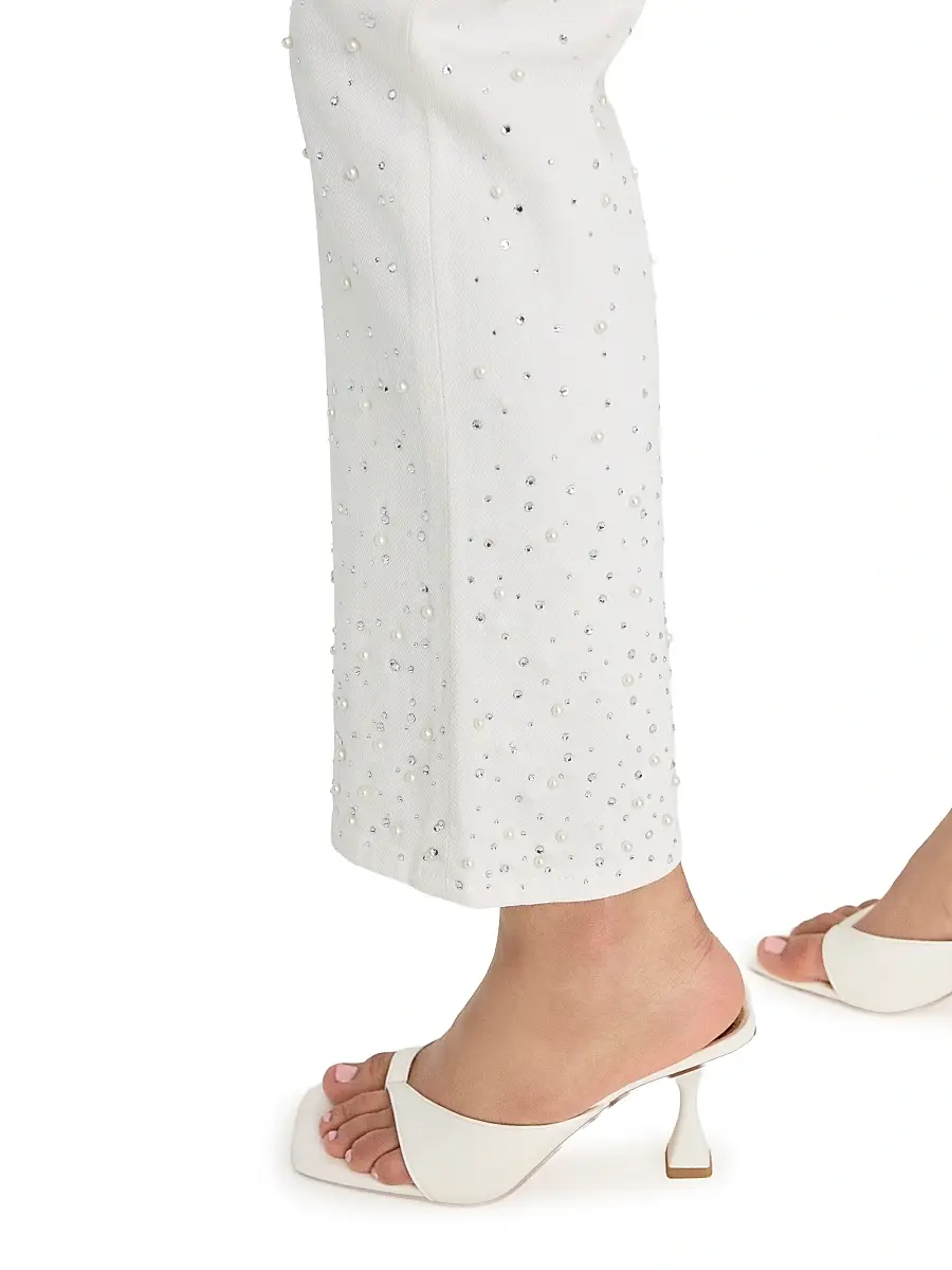 GOOD AMERICAN Women's Good Icon Pearl-Embellished Straight Ankle Jeans | Thumbnail 6 GOOD AMERICAN Women's Good Icon Pearl-Embellished Straight Ankle Jeans | Thumbnail 6