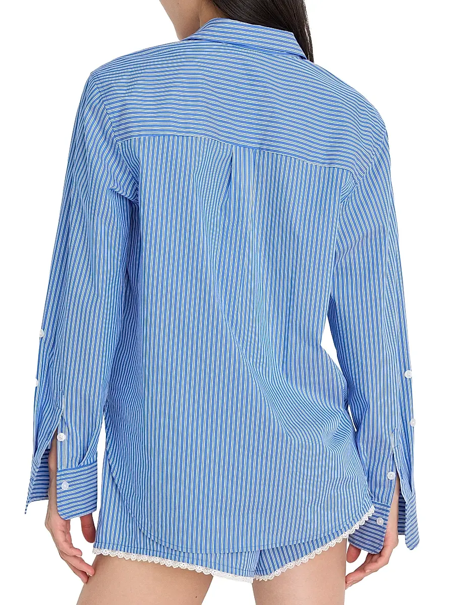 GOOD AMERICAN Women's Striped Poplin Cotton-Blend Shirt | Thumbnail 5 GOOD AMERICAN Women's Striped Poplin Cotton-Blend Shirt | Thumbnail 5