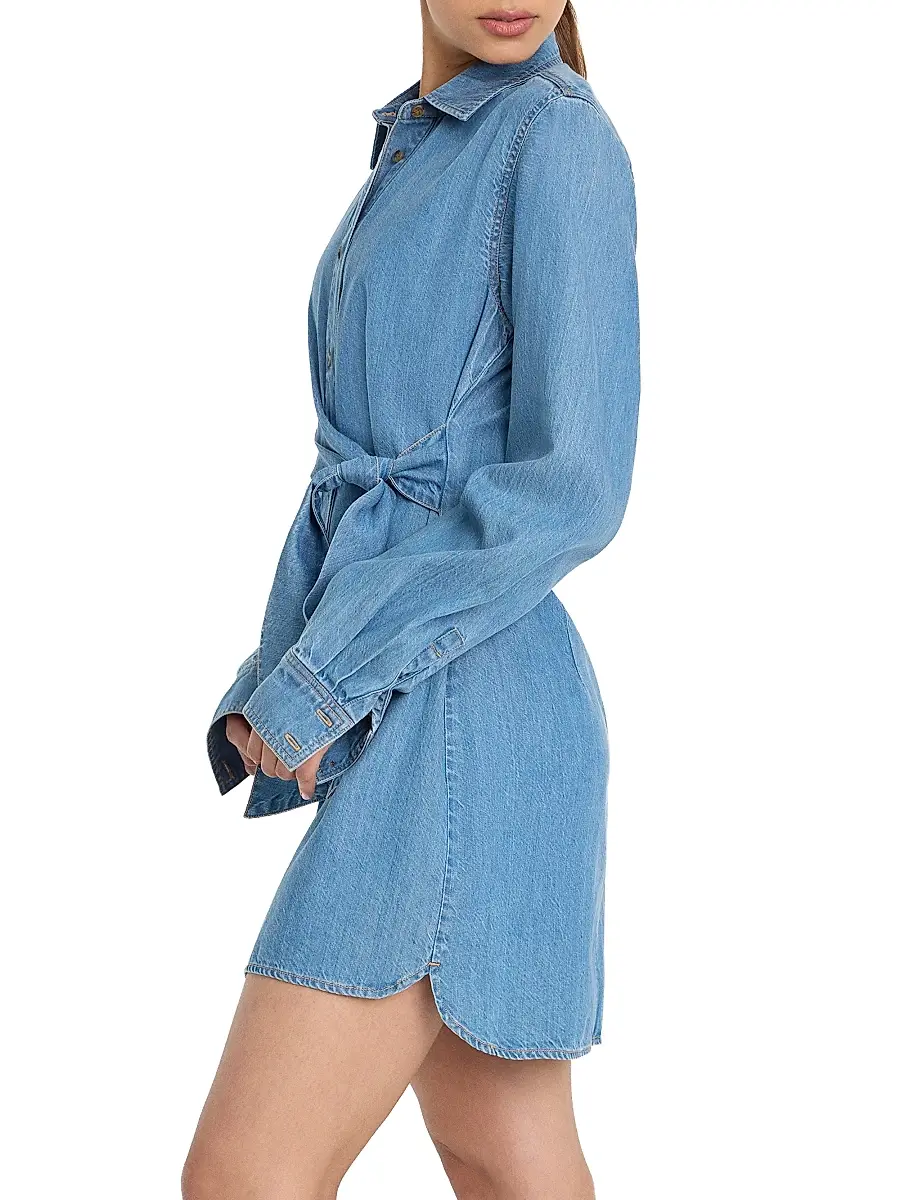 GOOD AMERICAN Women's Wrap-Front Denim Mini Shirtdress | Thumbnail 4 GOOD AMERICAN Women's Wrap-Front Denim Mini Shirtdress | Thumbnail 4