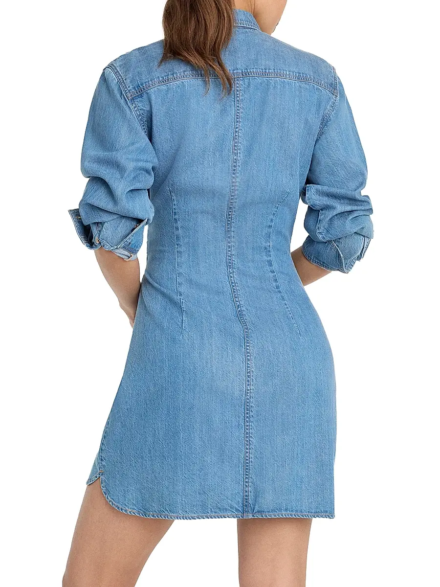 GOOD AMERICAN Women's Wrap-Front Denim Mini Shirtdress | Thumbnail 5 GOOD AMERICAN Women's Wrap-Front Denim Mini Shirtdress | Thumbnail 5