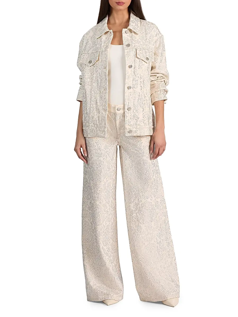 Alice + Olivia Women's Amazing Embellished Low-Rise Baggy Jeans | Thumbnail 2 Alice + Olivia Women's Amazing Embellished Low-Rise Baggy Jeans | Thumbnail 2