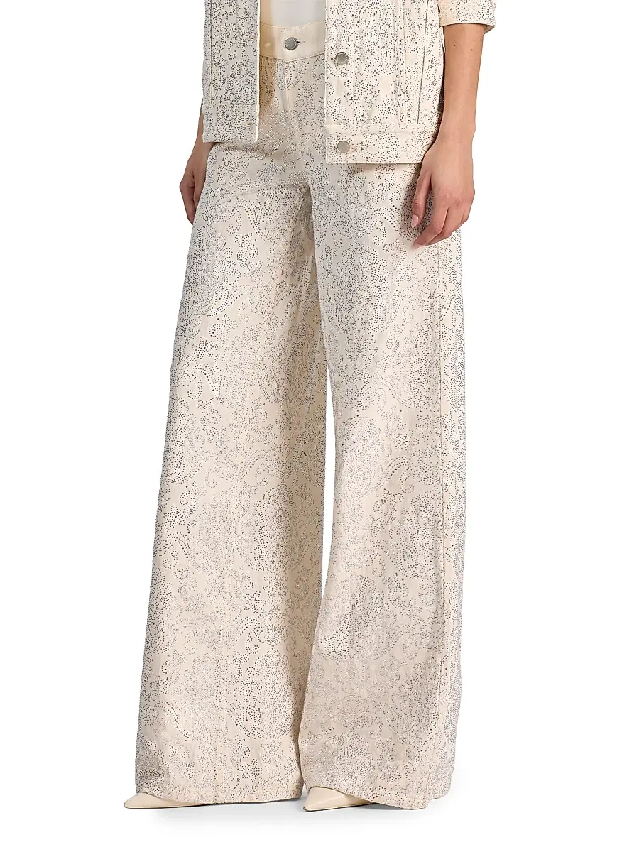 Alice + Olivia Women's Amazing Embellished Low-Rise Baggy Jeans | Thumbnail 4 Alice + Olivia Women's Amazing Embellished Low-Rise Baggy Jeans | Thumbnail 4