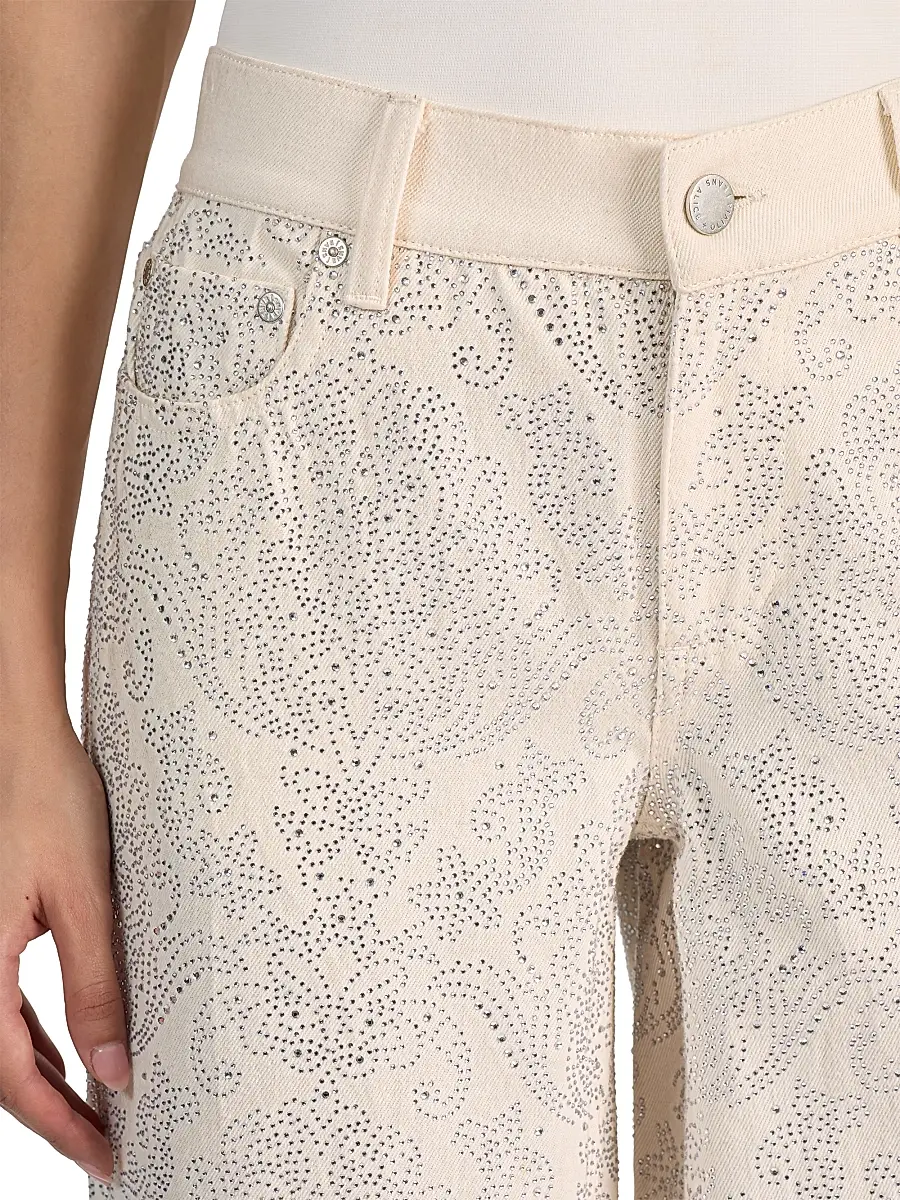 Alice + Olivia Women's Amazing Embellished Low-Rise Baggy Jeans | Thumbnail 6 Alice + Olivia Women's Amazing Embellished Low-Rise Baggy Jeans | Thumbnail 6