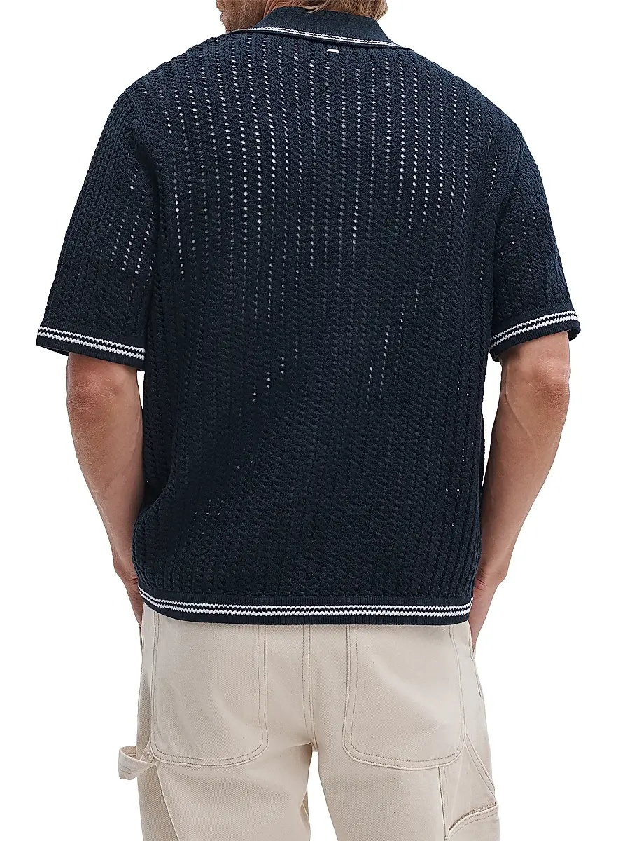 rag & bone Men's Johnny Collar Crotchet Cotton Polo Shirt | Thumbnail 4 rag & bone Men's Johnny Collar Crotchet Cotton Polo Shirt | Thumbnail 4
