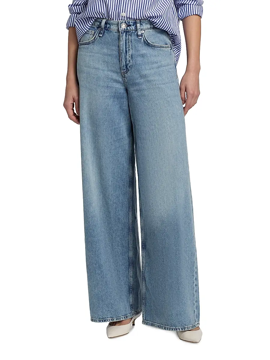 rag & bone Women's Sofie Featherweight Wide-Leg Jeans | Thumbnail 3