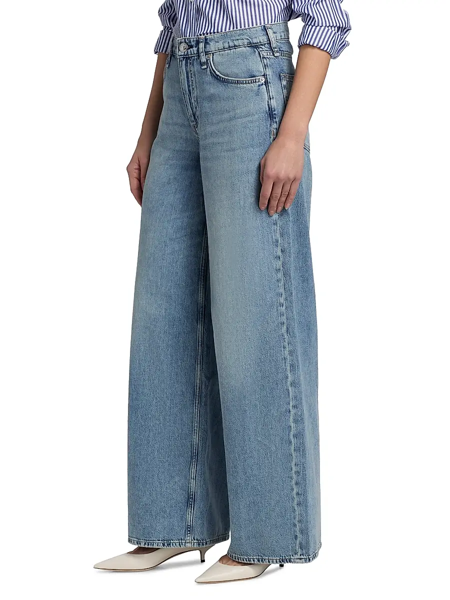 rag & bone Women's Sofie Featherweight Wide-Leg Jeans | Thumbnail 4