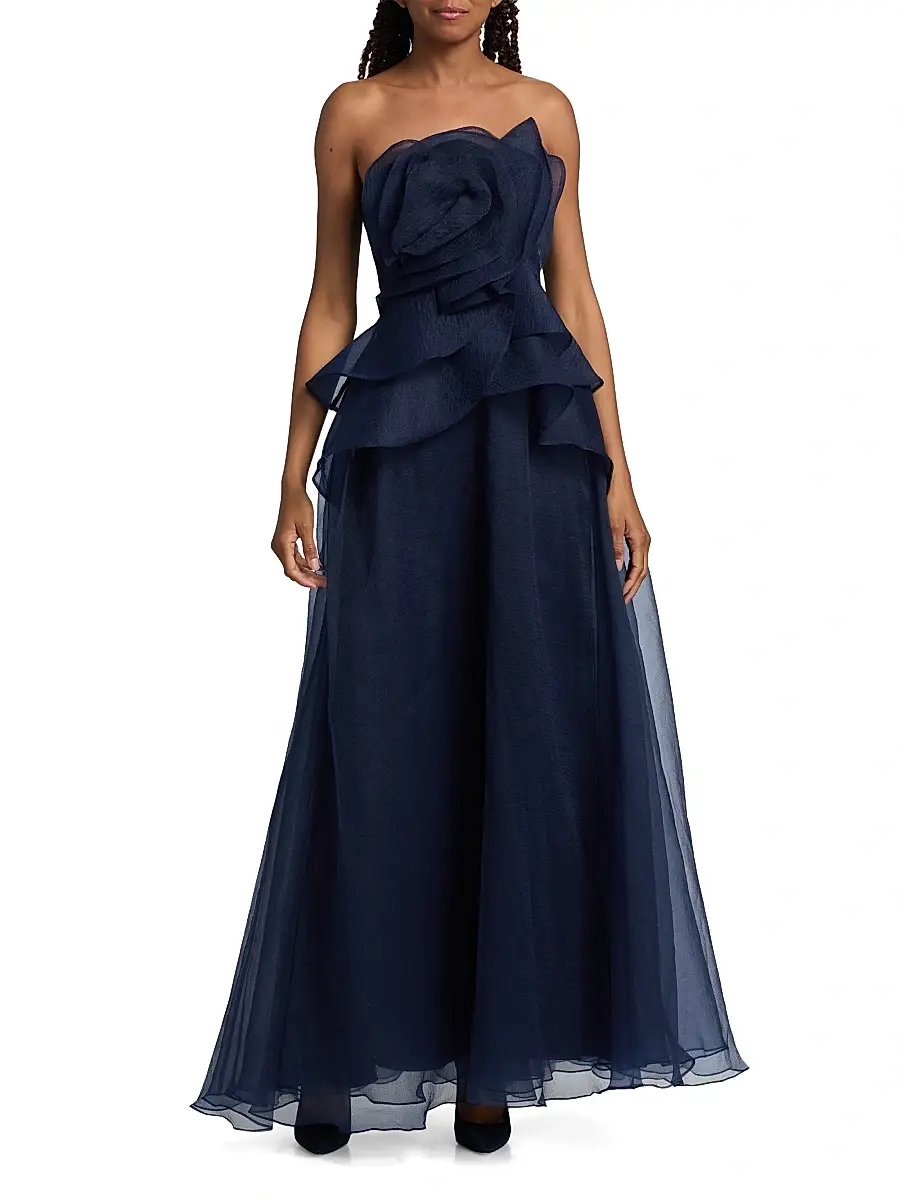 THEIA Women's Gilda Strapless Draped Rose Gown | Thumbnail 2 THEIA Women's Gilda Strapless Draped Rose Gown | Thumbnail 2