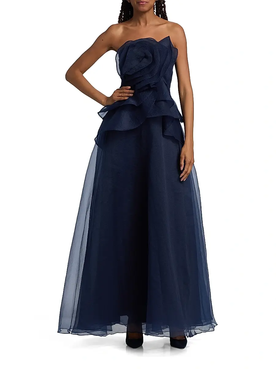 THEIA Women's Gilda Strapless Draped Rose Gown | Thumbnail 3 THEIA Women's Gilda Strapless Draped Rose Gown | Thumbnail 3