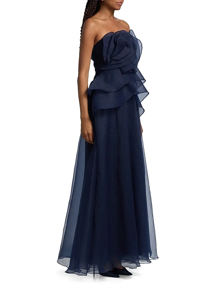 THEIA Women's Gilda Strapless Draped Rose Gown | Thumbnail 4 THEIA Women's Gilda Strapless Draped Rose Gown | Thumbnail 4